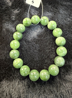 原创设计天然和田玉碧玉菠菜绿卡12圆珠手串编号113-3多样性发货