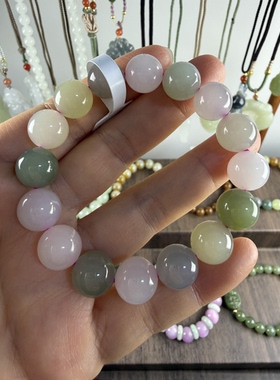 原创设计天然和田玉粉青多宝卡12圆珠手串编号1236多样性发货
