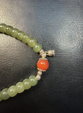 原创设计天然和田玉晴水南红纯银手串编号811多样性发货