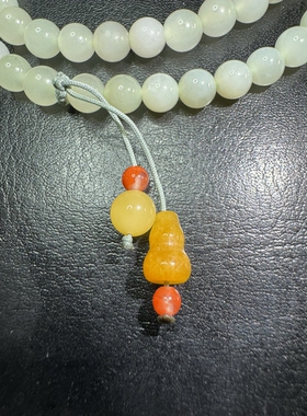 原创设计天然和田玉白玉晴水双圈手串编号581多样性发货