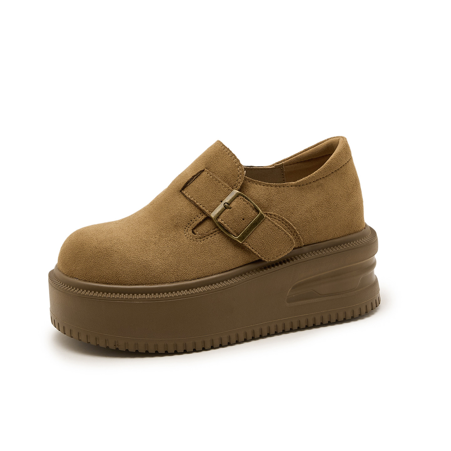 磨砂真皮勃肯鞋女松糕厚底增高一脚蹬扣带复古乐福鞋小码32 33 34,淘宝优惠券,粉丝福利购,淘宝优惠卷