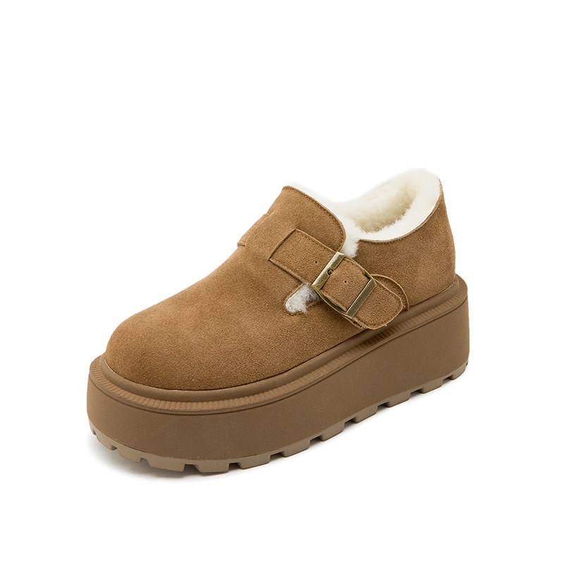 磨砂真皮内增高勃肯鞋女松糕厚底加绒保暖兔毛乐福鞋小码32 33 34,淘宝优惠券,粉丝福利购,淘宝优惠卷