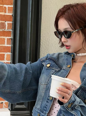 复古猫眼墨镜女款百搭显脸小户外防紫外线超轻方圆脸太阳眼镜时尚