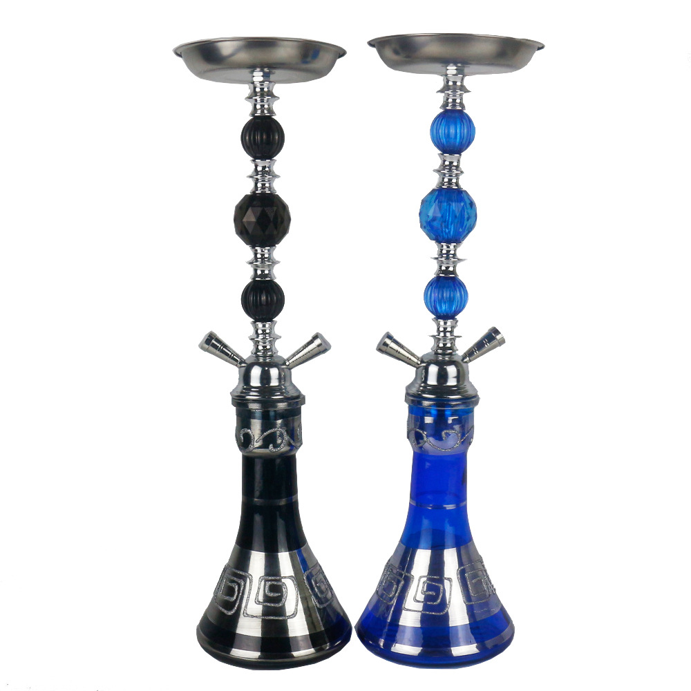 水烟外贸产品阿拉伯水烟套装大号玻璃水烟壶双管hookah壶高53CM - 图1