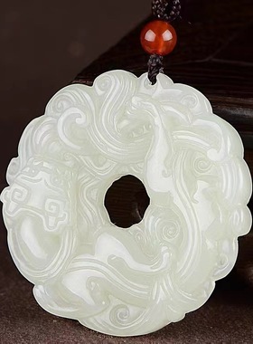 招财貔貅和田玉吊坠 天然玉石平安扣玉坠 仿古玉佩男女挂件玉挂坠