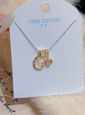 猫咪守护神甜美爱心轻奢锁骨链