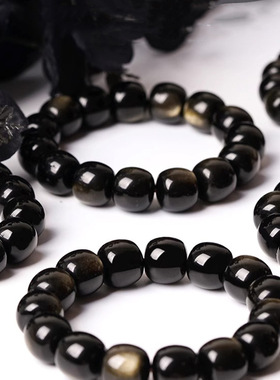 天然猫眼金曜石黑曜石生肖转运手