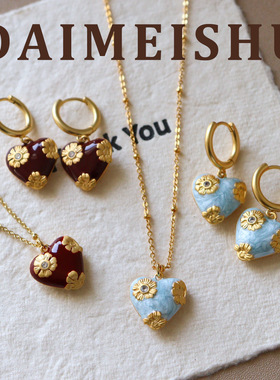 新年本命年红色鎏彩爱心锁骨链