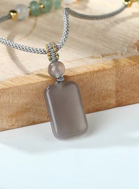 天然和田玉吊坠女款平安无事牌好运项坠男中式情侣玉佩编织绳挂坠