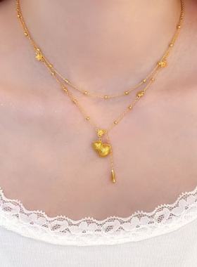 葫芦项链时尚沙金抖音爆款复古锁骨链中国风叠戴国潮百搭福禄项链