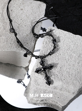 黑暗风原创十字架锁骨链女款