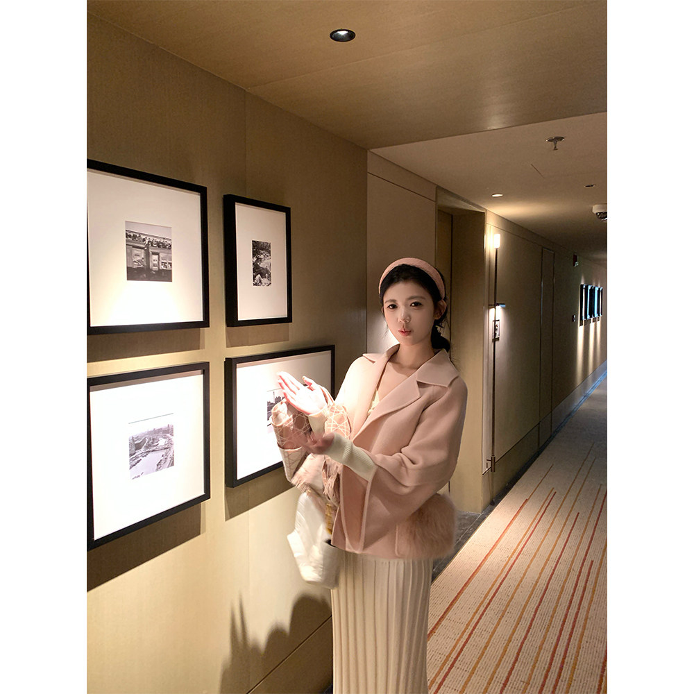 THE SWAN司凰轻奢 京都有约 羊毛100狐狸口袋双面呢短外套女冬季,淘宝优惠券,粉丝福利购,淘宝优惠卷