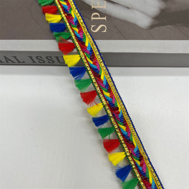 新款2.5cm宽涤纶金丝小流苏花边 扫把流苏 DIY民族风服装花边辅料,淘宝优惠券,粉丝福利购,淘宝优惠卷