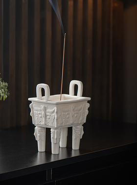 陶瓷长方形香炉四方鼎大方鼎佛像供奉室内家用室外插香香炉鼎上香