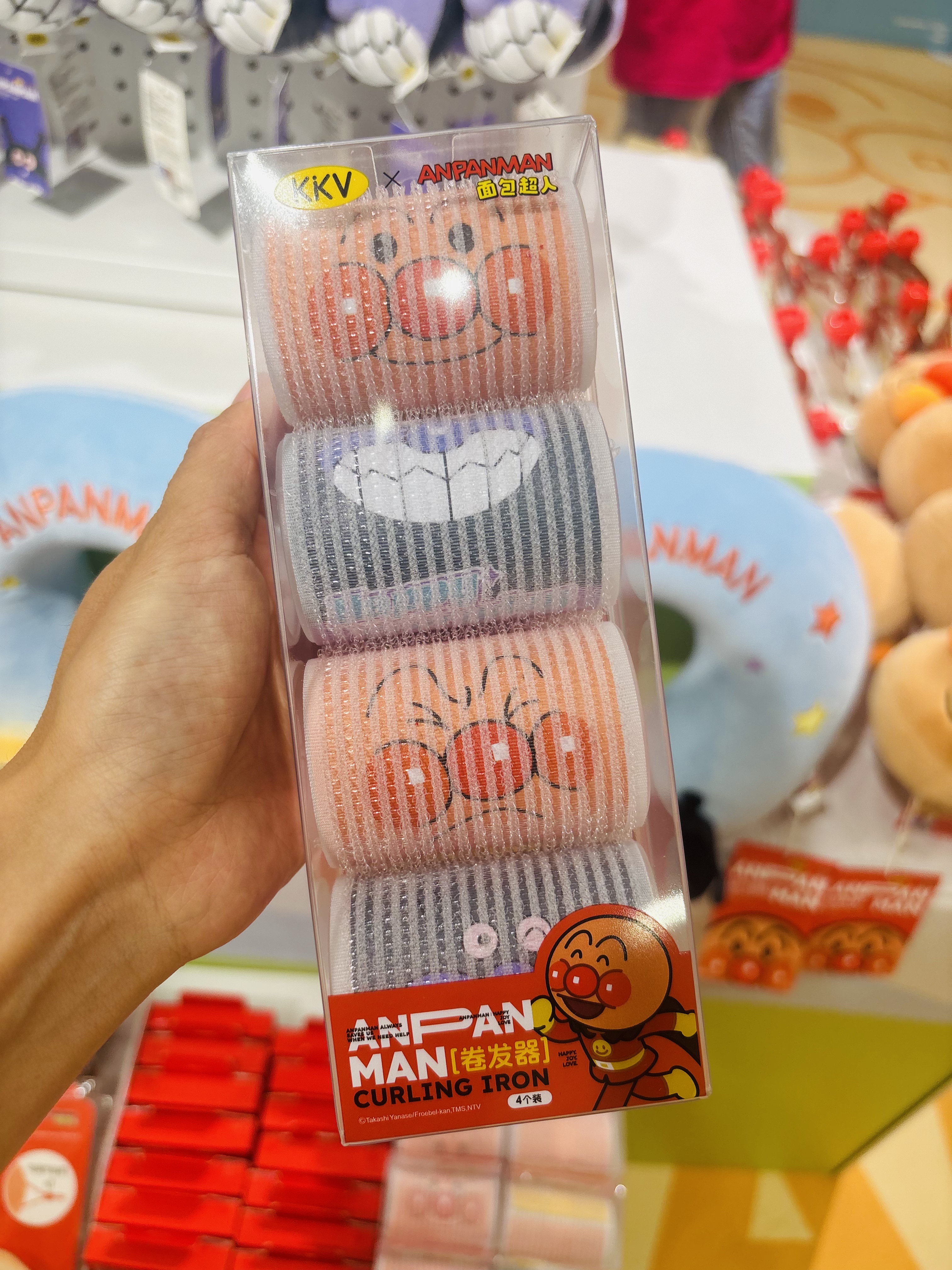 Anpanman portable mirror/powder puff/bang clip/curler cosmetics