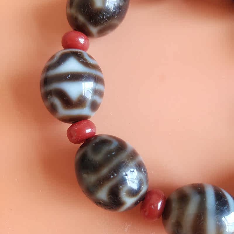 雲と共に歩む水のニ虎】水草封入双虎牙天珠 