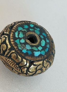 天然西藏无优化绿松石复古配珠