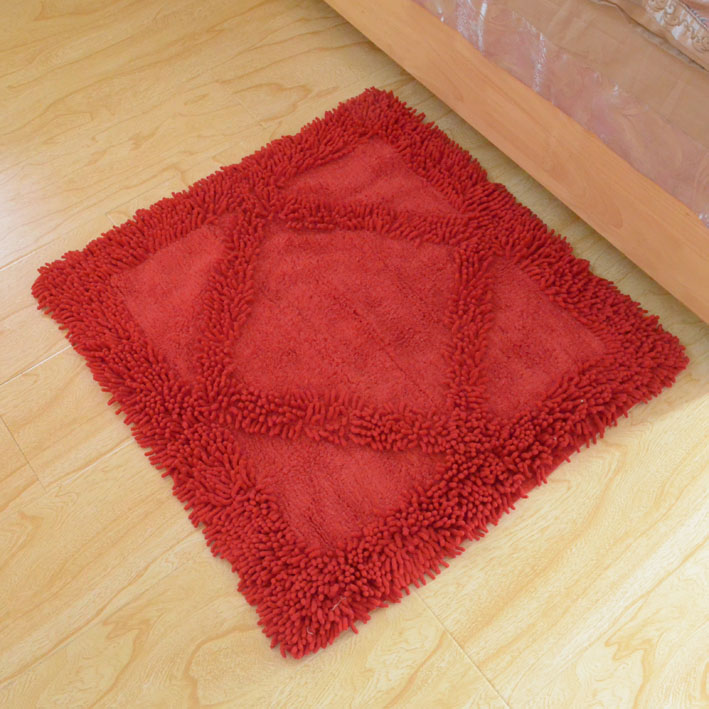 特价清仓包邮 雪尼尔沙发垫飘窗垫立体菱型床前毯地垫地毯红色