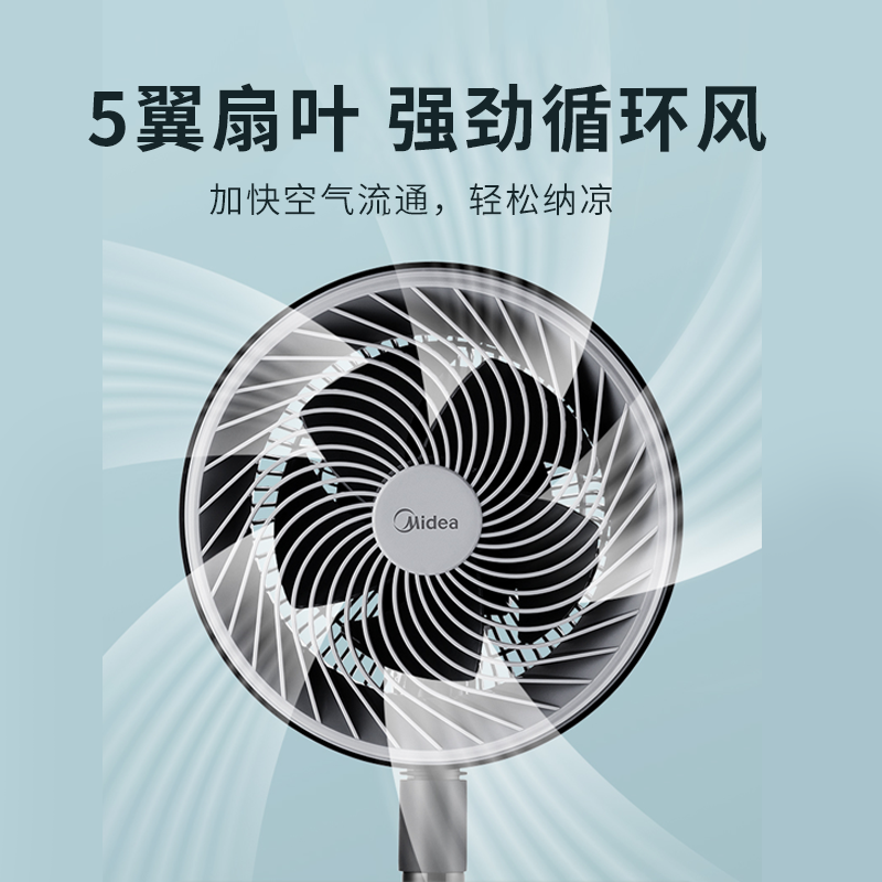 美的空气循环扇家用涡轮对流台立式电风扇摇头静音落地扇GAF20CA - 图0