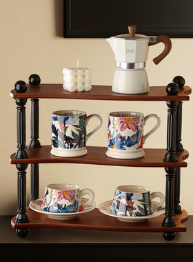 中古风罗马柱多层桌面置物架吧台咖啡马克杯化妆品复古高级收纳架