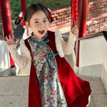 Beiyr clothes girl dress with dress autumn and winter baby New Year clothes children princess dresses New Chinese New Year Tang dress qipao-style annual clothes