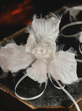 手作白色花瓣飘带发钗发簪