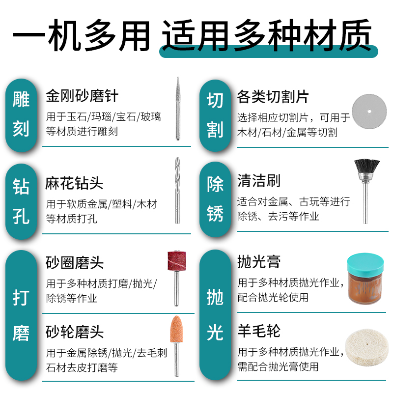 电磨机小型手持打磨机套装玉石木雕电动抛光神器切割雕刻工具电钻 - 图2