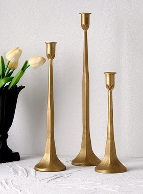 跨境亚马逊黑色铸铁烛台 客厅家居摆件高脚蜡烛台 民宿装饰摆件