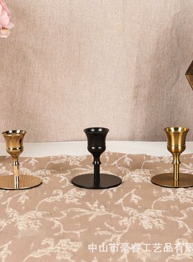 跨境爆款铁艺铜色迷你烛台 烛光晚餐餐桌装饰婚庆派对家居摆件