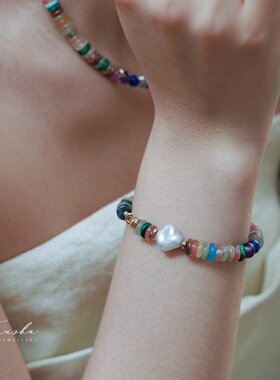 TYUSHA天然石巴洛克珍珠手链