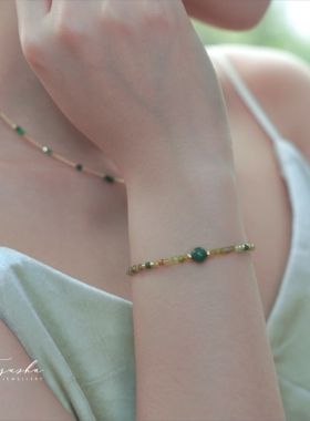 TYUSHA绿石榴石翡翠玉珠手链