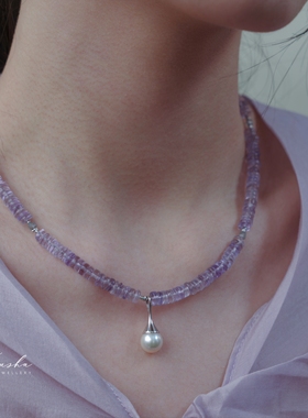 TYUSHA天然紫水晶爱迪生珍珠项链