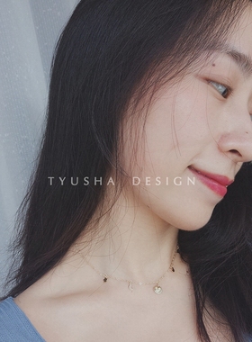 TYUSHA日月星辰14K注金唯美项链