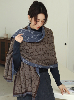 秋冬季新款仿羊绒围巾女士欧美风