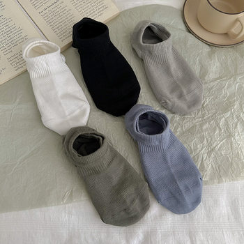 ຖົງຕີນ Nut Mommy ສີຂາວຜູ້ຊາຍ Socks ເຮືອ Summer Socks ຝ້າຍບາງໆກິລາ breathable Sweat-absorbent Anti-Slip ຖົງຕີນເບິ່ງບໍ່ເຫັນ