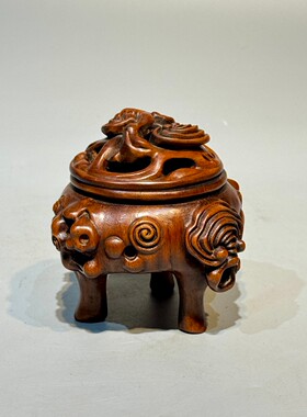 精品海南黄花梨雕龙香炉摆件文房雅器文玩收藏老物件