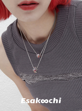 立体几何个性简约高级感彩钻项链