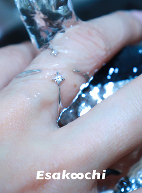 Esakoochi星轨正反两戴925银开口戒指指冷淡风小众百搭高级感指环