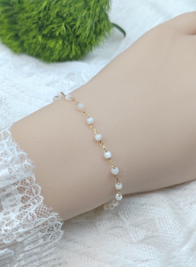 钛钢多色系手链石榴石绿玉髓蓝色青金石天然石手工饰品简约百搭