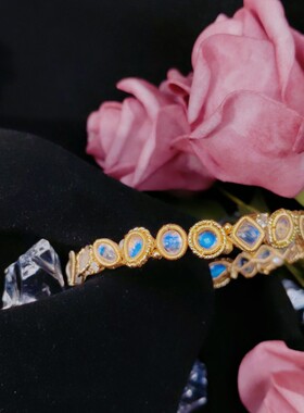 天然高品质月光石手镯 手工绕线痛苦手镯 定制 豪华时尚款