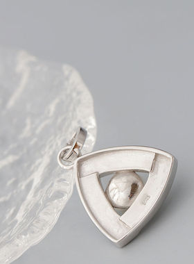 S925纯银天然淡水珍珠白贝吊坠