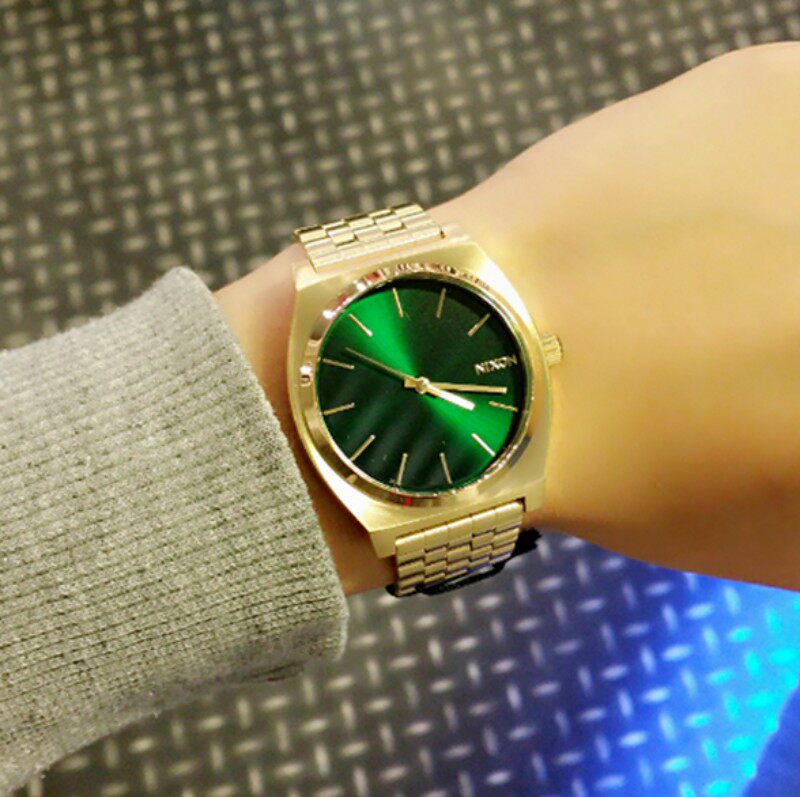 海外购nixon尼克松正品金绿色时尚百搭简约中性男女手表a0451919