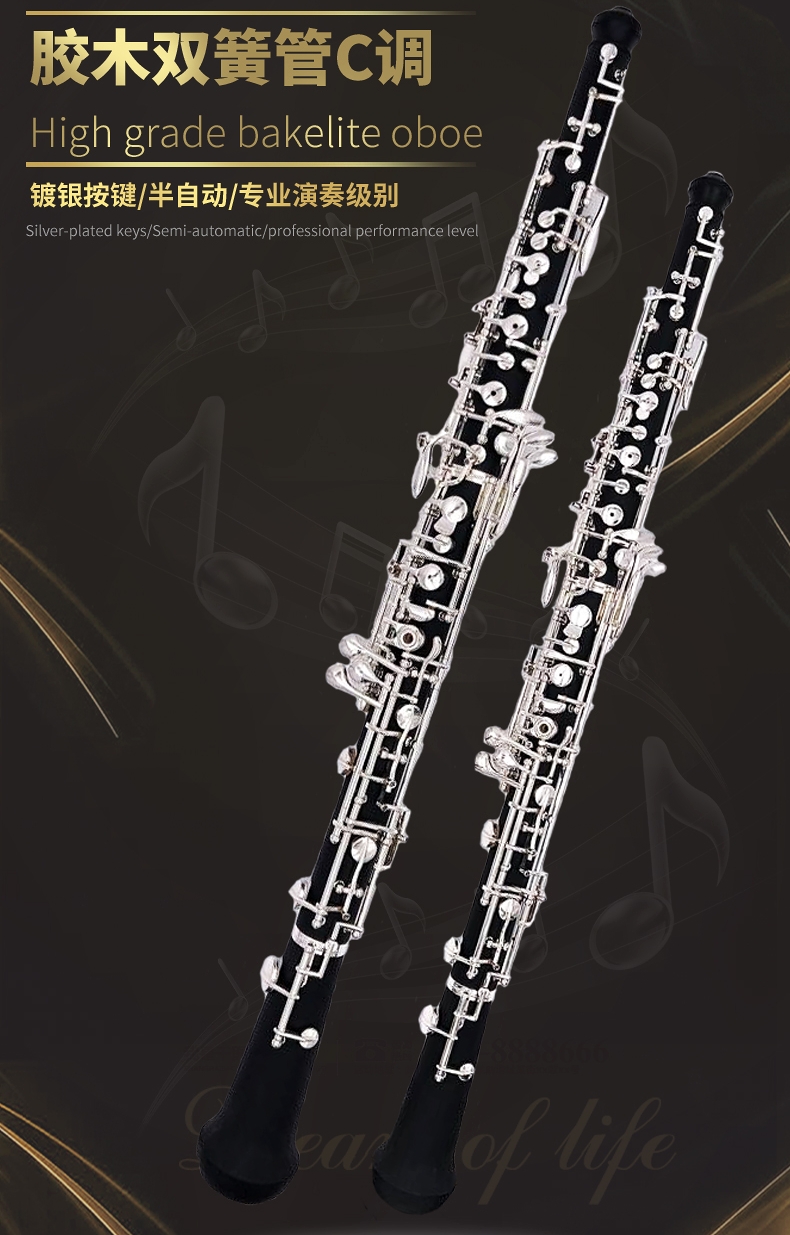 畅想乐器双簧管C调胶木管oboe半自动镀银按键初学考级演奏赠哨片 - 图3
