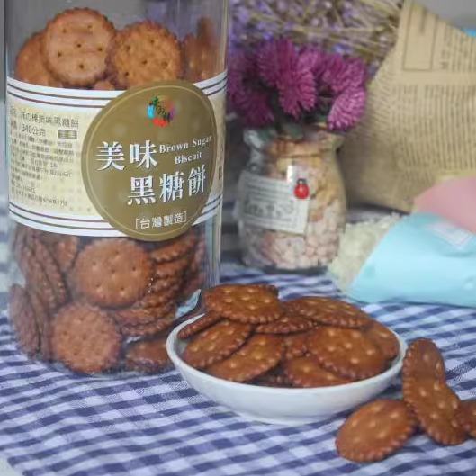 台湾味之棒美味黑糖饼干酥脆爽口焦糖饼好吃不停340g*2罐一组包邮 - 图0