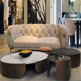 Итальянская легкая роскошная скала каменная доска кофейня из нержавеющей стали круглый размер круглый комбинация инопланетная чайная таблица современная минималистская гостиная домохозяйство