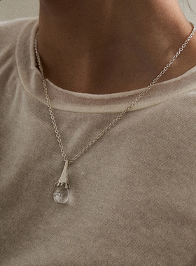 PetitQuatre原创设计简约天然白水晶自然925纯银纯手工小众项链