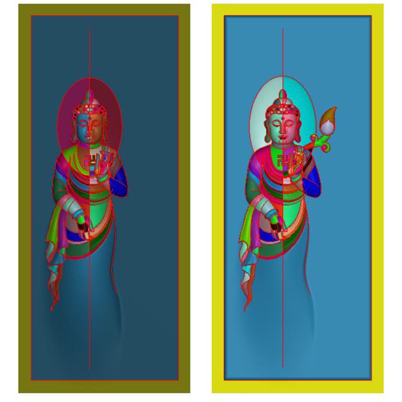 大日如来长方牌两幅带线精雕图电脑雕刻图JDP浮雕图BMP灰度图玉雕-图1