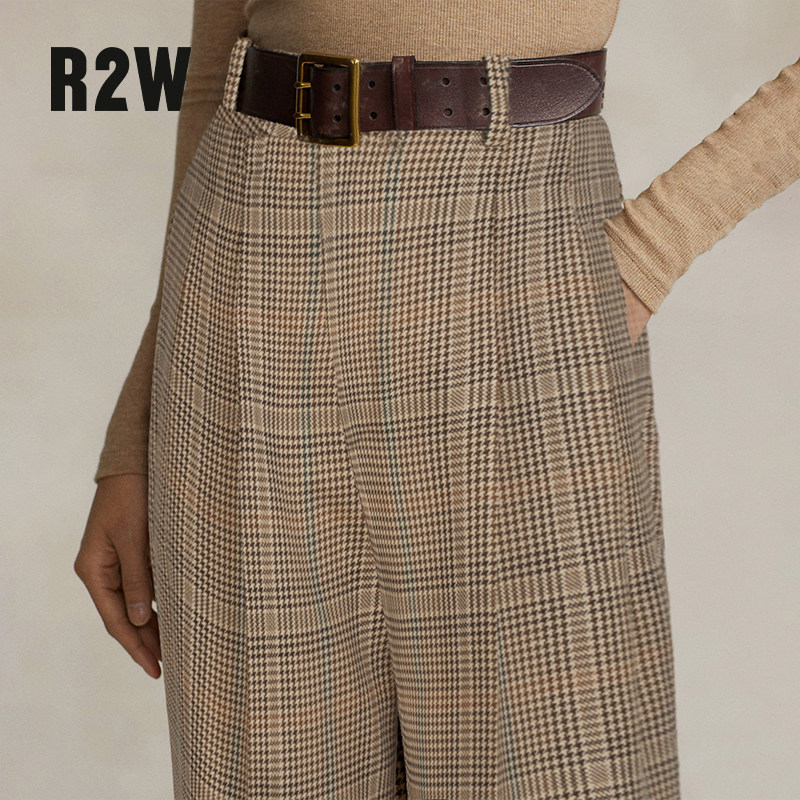 RTW英伦窄版阔腿裤女高端羊毛威尔士亲王格子裤通勤休闲秋冬西裤,淘宝优惠券,粉丝福利购,淘宝优惠卷