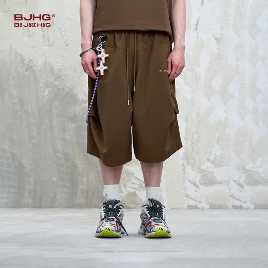 BJHG不计后果休闲短裤男款夏季2025新款直筒宽松运动简约七分裤子