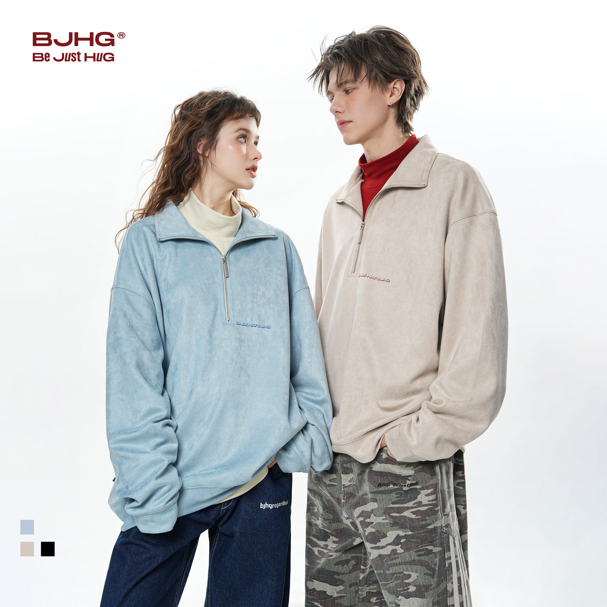 BJHG不计后果半拉链POLO衫卫衣男款冬季保暖长袖T恤情侣装卫衣女,淘宝优惠券,粉丝福利购,淘宝优惠卷